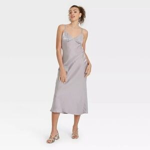 Wild Fable Silver Midi Slip Dress